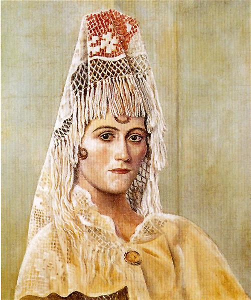 Pablo Picasso Classical Oil Painting Olga In A Mantilla